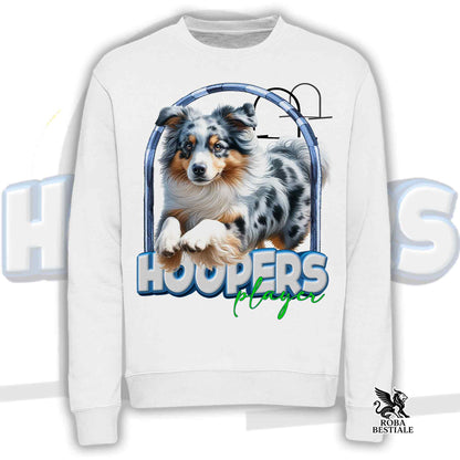 HOOPERS Player Sweatshirt - AUSTRALIAN SHEPHERD Blue Merle - Crewneck, Unisex - White or Beige - from XS to 3XL