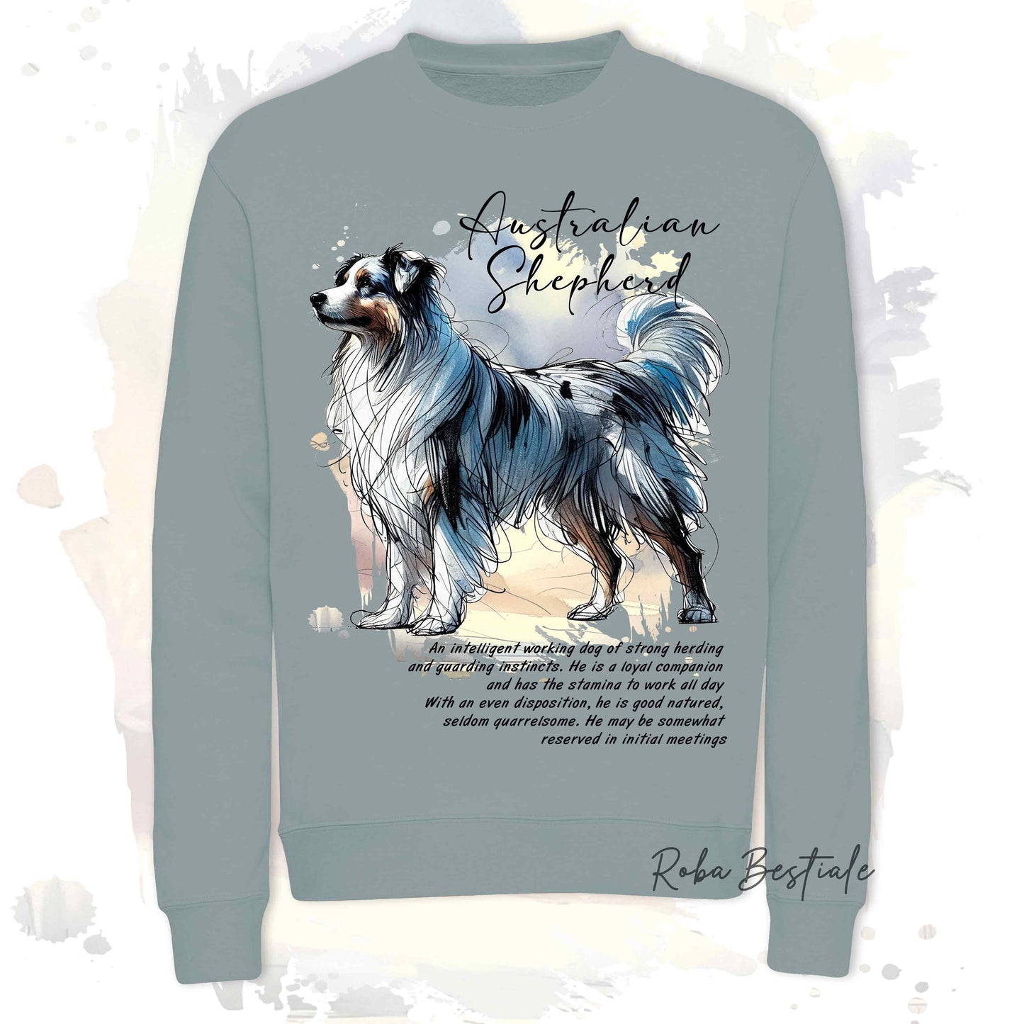 Felpa BEHAVIOR - AUSTRALIAN SHEPHERD Blue Merle - Girocollo, Unisex, in tanti colori! - dalla XS alla 3XL