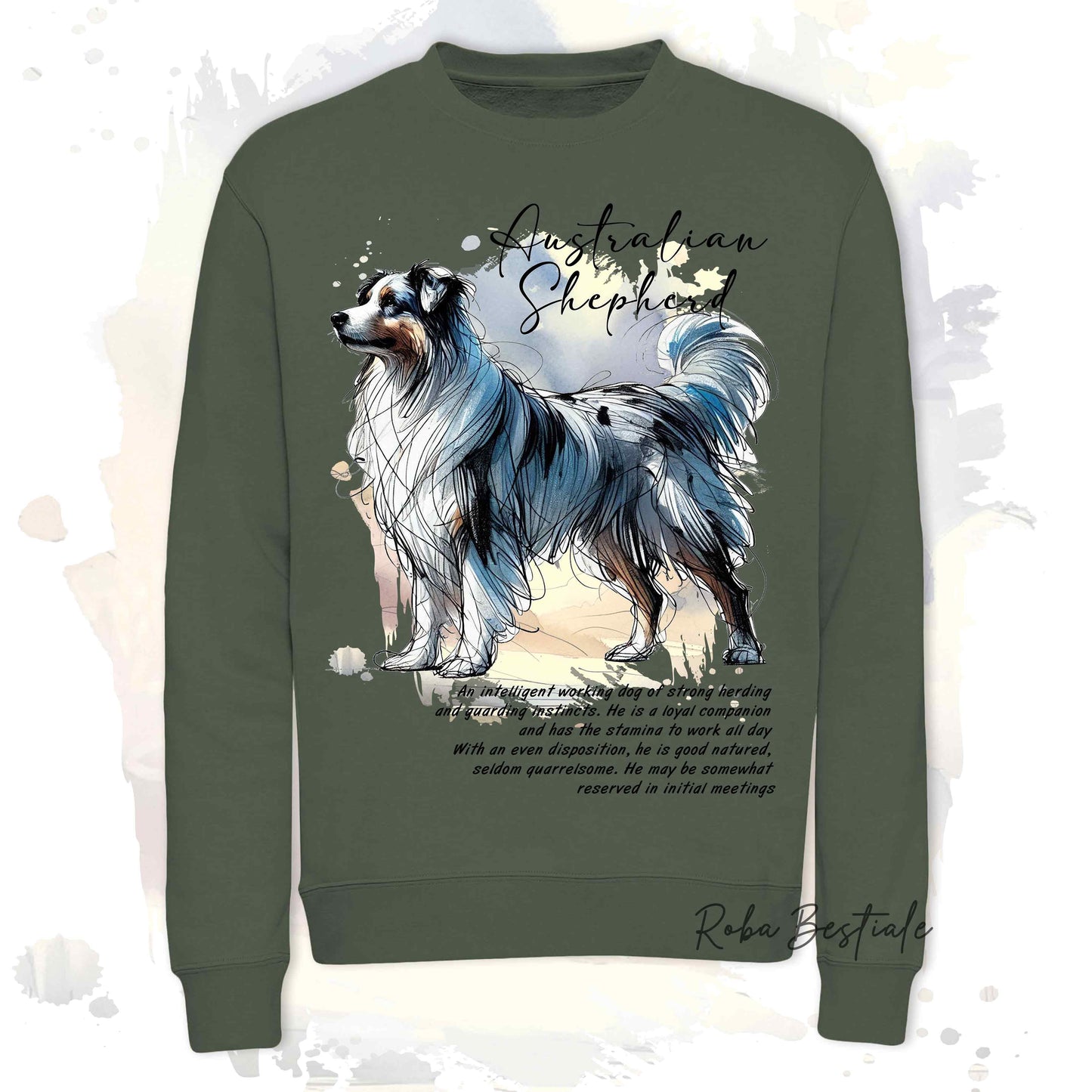 Felpa BEHAVIOR - AUSTRALIAN SHEPHERD Blue Merle - Girocollo, Unisex, in tanti colori! - dalla XS alla 3XL