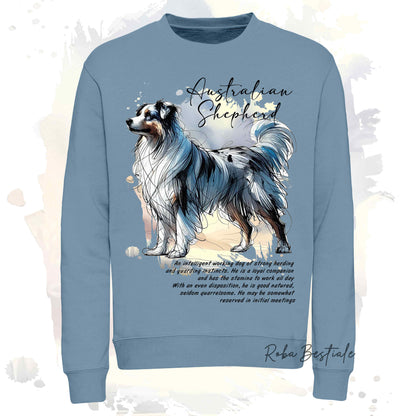 Felpa BEHAVIOR - AUSTRALIAN SHEPHERD Blue Merle - Girocollo, Unisex, in tanti colori! - dalla XS alla 3XL