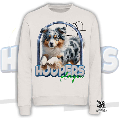 HOOPERS Player Sweatshirt - AUSTRALIAN SHEPHERD Blue Merle - Crewneck, Unisex - White or Beige - from XS to 3XL