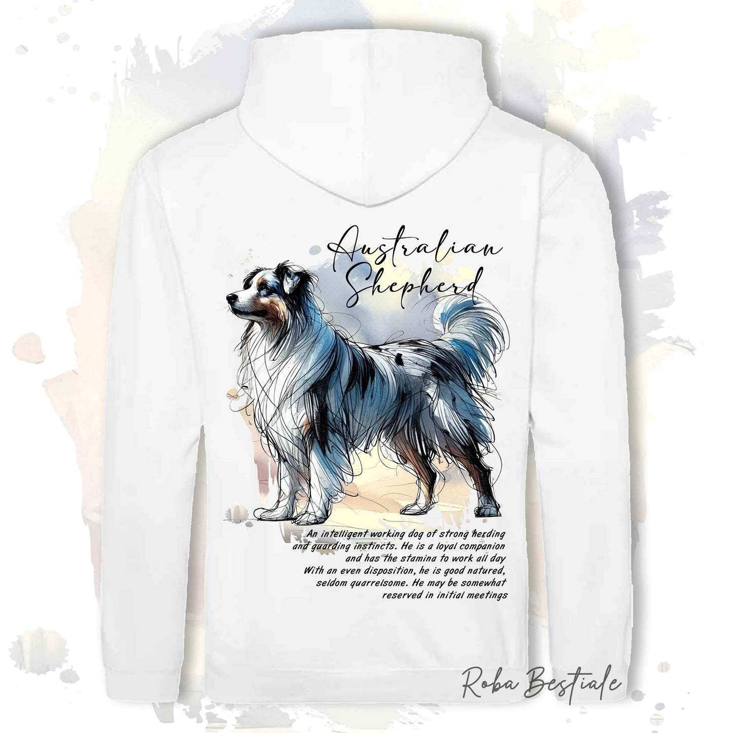Felpa BEHAVIOR - AUSTRALIAN SHEPHERD Blue Merle - Cappuccio e Tasconi, Unisex, in tanti colori - dalla XS alla 5XL