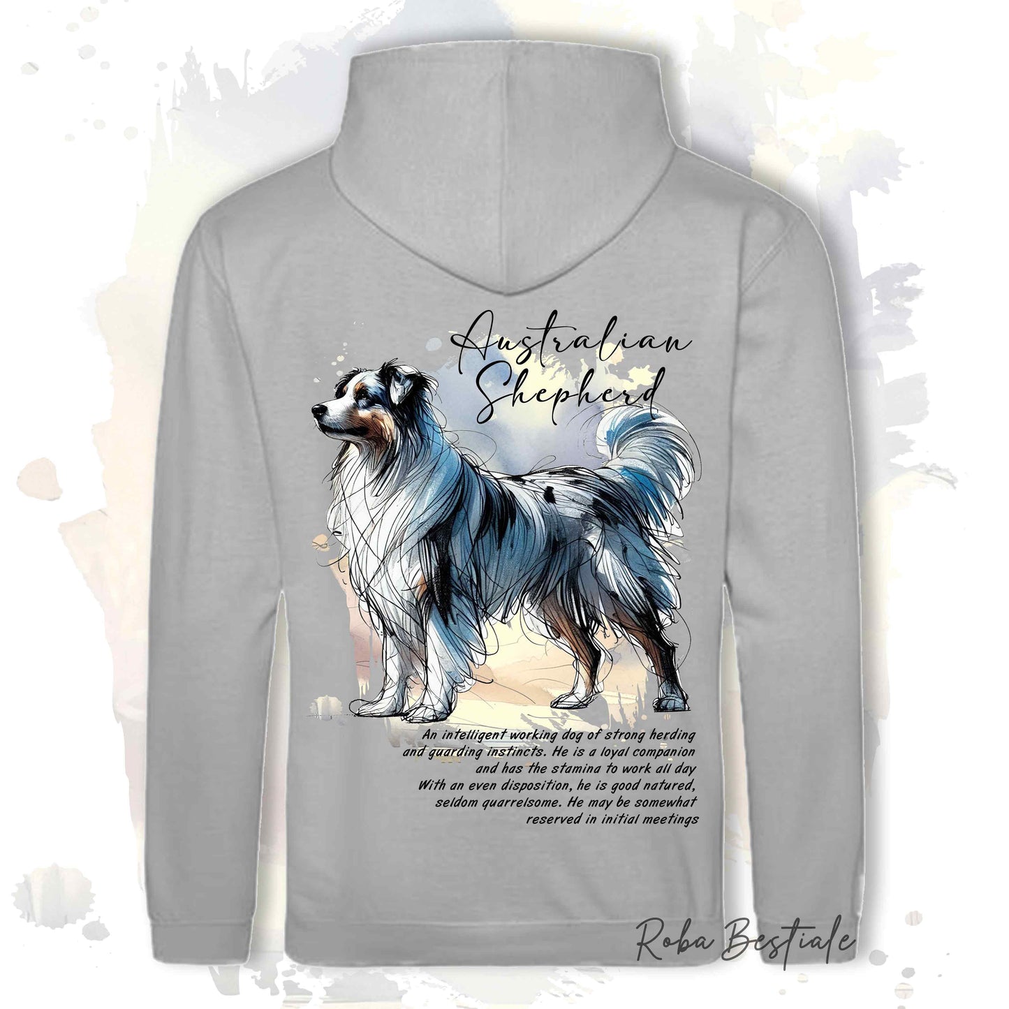 Felpa BEHAVIOR - AUSTRALIAN SHEPHERD Blue Merle - Cappuccio e Tasconi, Unisex, in tanti colori - dalla XS alla 5XL