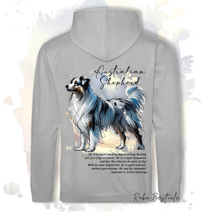 Felpa BEHAVIOR - AUSTRALIAN SHEPHERD Blue Merle - Cappuccio e Tasconi, Unisex, in tanti colori - dalla XS alla 5XL