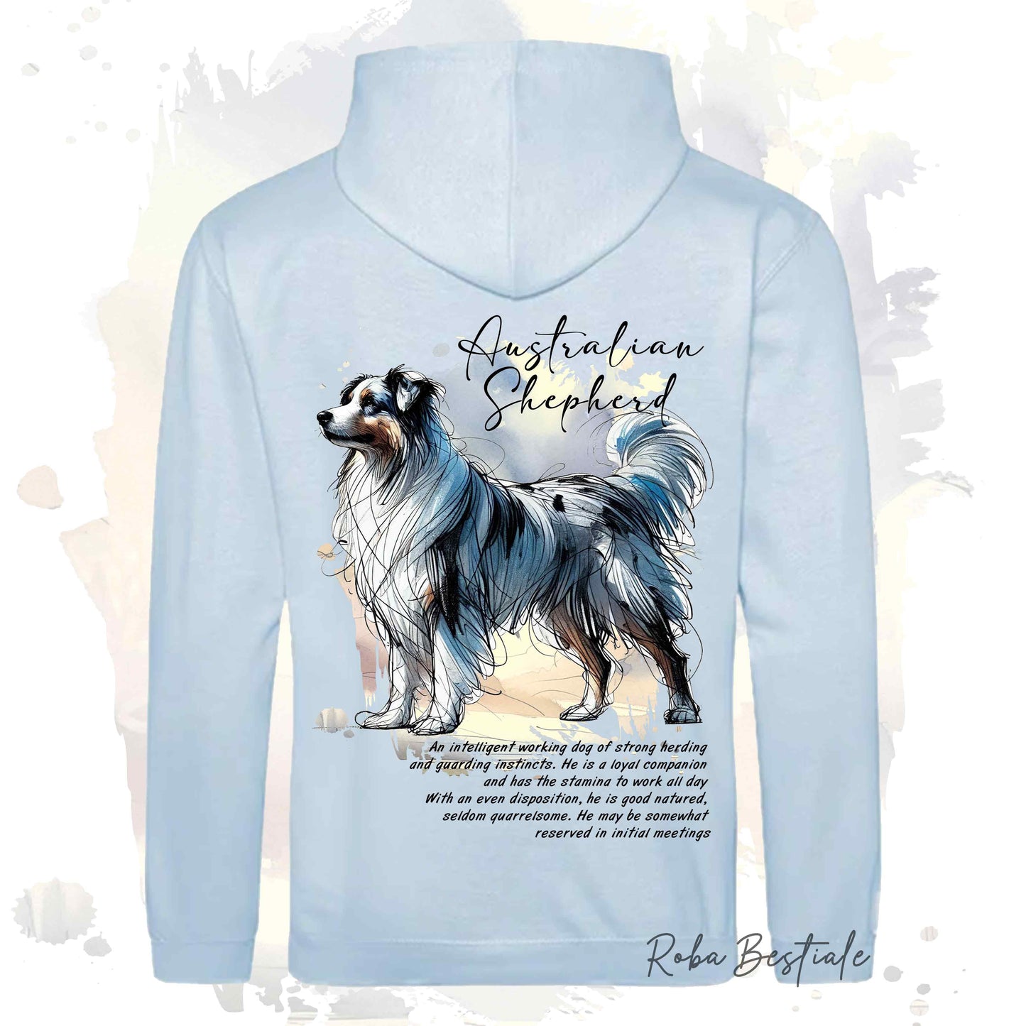 Felpa BEHAVIOR - AUSTRALIAN SHEPHERD Blue Merle - Cappuccio e Tasconi, Unisex, in tanti colori - dalla XS alla 5XL