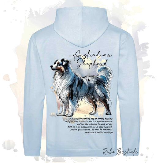 Felpa BEHAVIOR - AUSTRALIAN SHEPHERD Blue Merle - Cappuccio e Tasconi, Unisex, in tanti colori - dalla XS alla 5XL