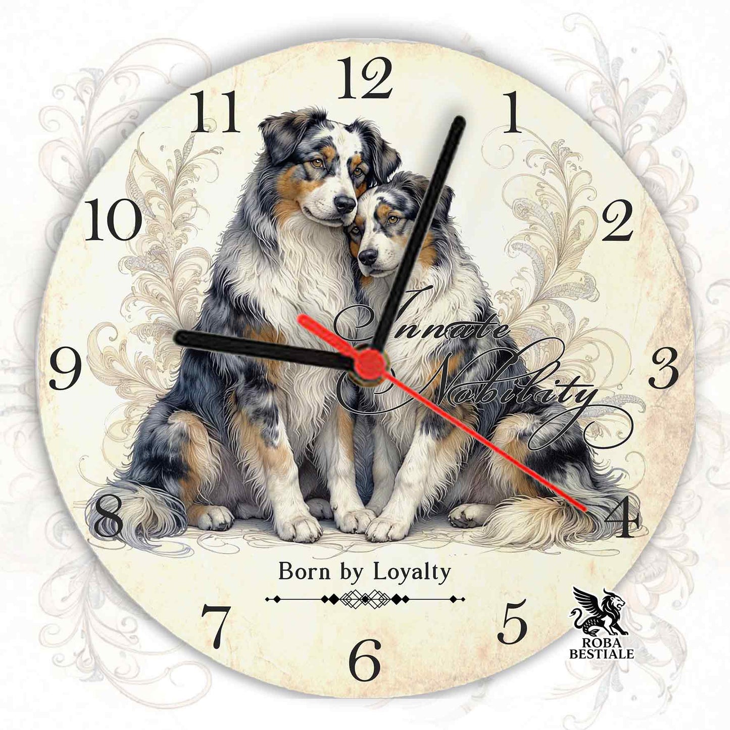 Orologio da Muro NOBILITY - AUSTRALIAN SHEPHERD Blue Merle - in MDF - diametro 20 o 30 cm