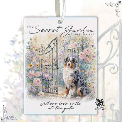 Profumatore SECRET GARDEN - AUSTRALIAN SHEPHERD Blue Merle - In Feltro, con cordino - 7,5 x 10 cm