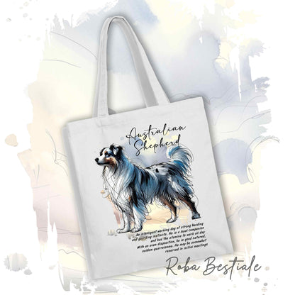 Shopper BEHAVIOR - AUSTRALIAN SHEPHERD Blue Merle - Standard FCI - Diversi colori disponibili, 100% Cotone
