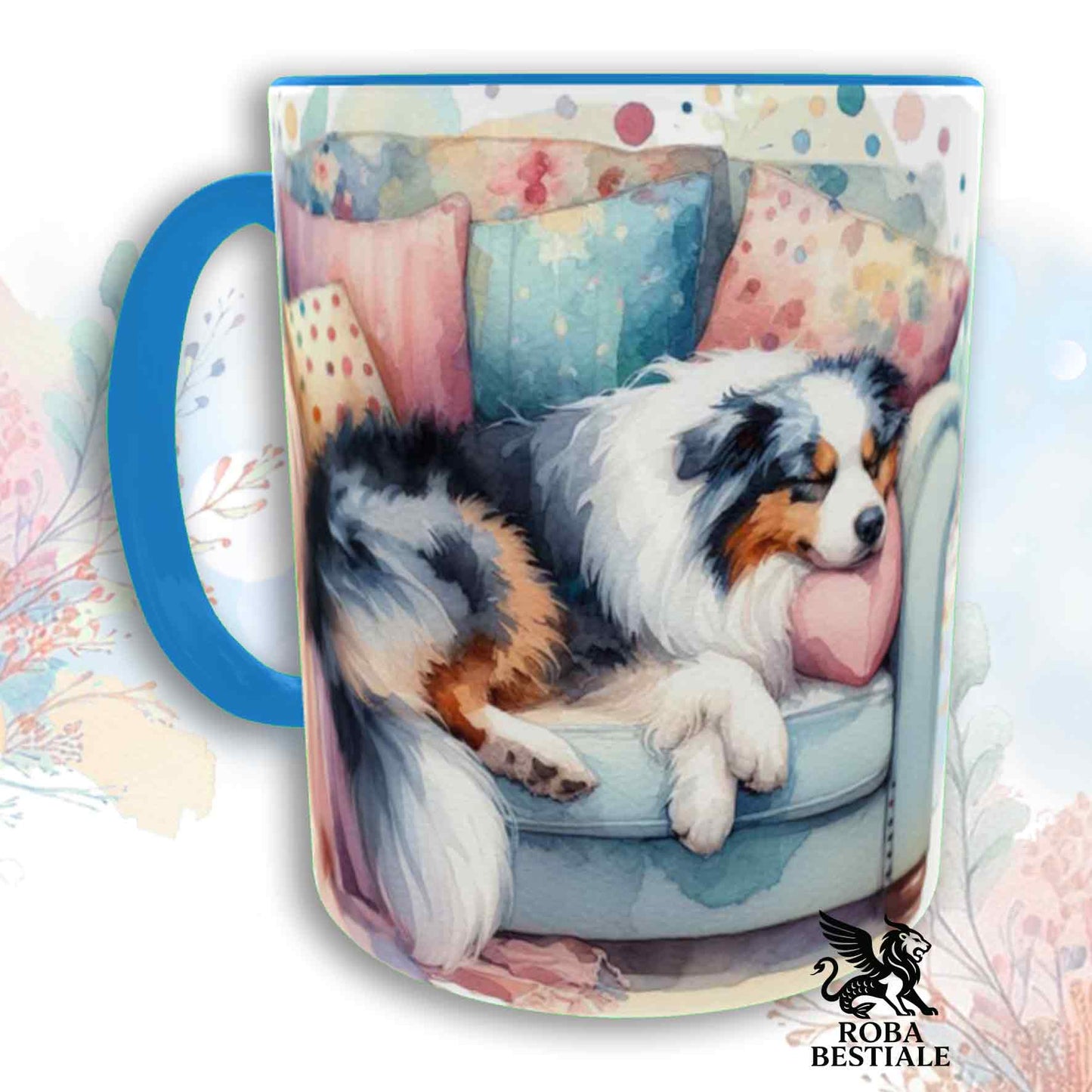 Tazza SOFT LIFE - AUSTRALIAN SHEPHERD Blue Merle - In Ceramica, colore a scelta - 330 ml