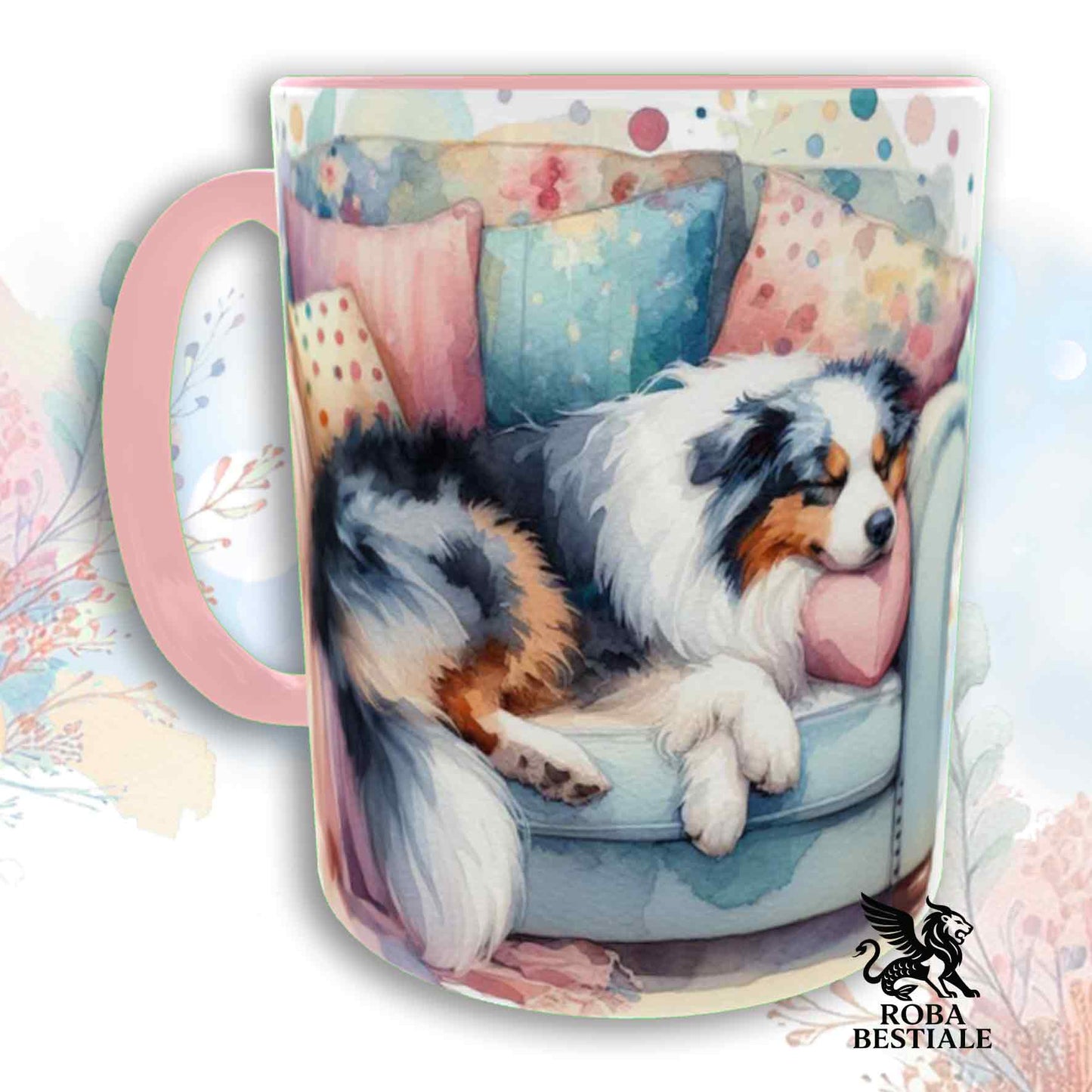 Tazza SOFT LIFE - AUSTRALIAN SHEPHERD Blue Merle - In Ceramica, colore a scelta - 330 ml