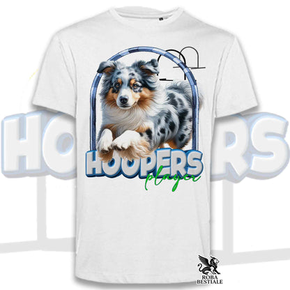 T-Shirt HOOPERS Player - AUSTRALIAN SHEPHERD Blue Merle - Bianca o Beige, da Uomo o da Donna - dalla XS alla 5XL