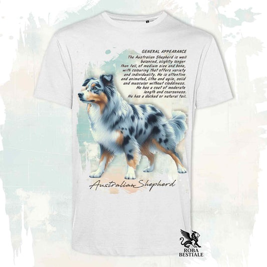 T-Shirt APPEARANCE - AUSTRALIAN SHEPHERD Blue Merle - Bianca o Beige, da Uomo o da Donna - dalla XS alla 5XL