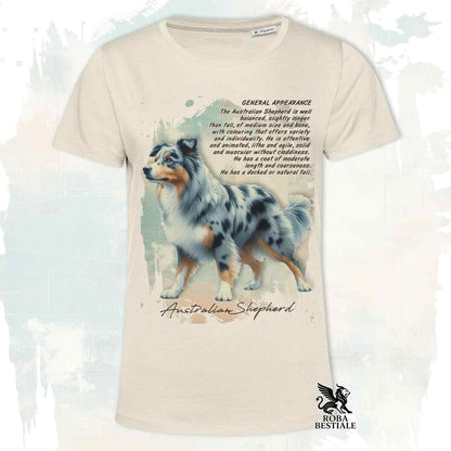 T-Shirt APPEARANCE - AUSTRALIAN SHEPHERD Blue Merle - Bianca o Beige, da Uomo o da Donna - dalla XS alla 5XL