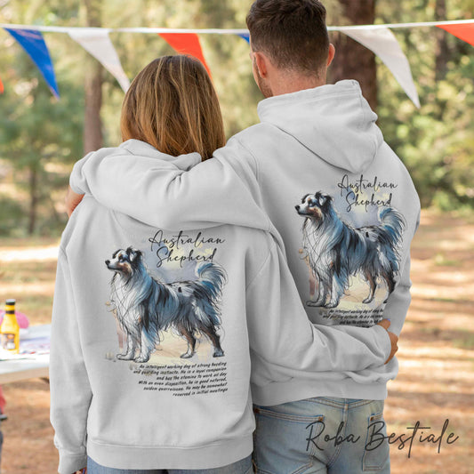 Felpa BEHAVIOR - AUSTRALIAN SHEPHERD Blue Merle - Standard FCI - Unisex - Grigia - dalla XS alla 3XL