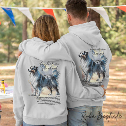 Felpa BEHAVIOR - AUSTRALIAN SHEPHERD Blue Merle - Standard FCI - Unisex - Grigia - dalla XS alla 3XL