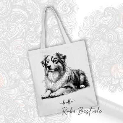 Shopper DOODLE Elegance - AUSTRALIAN SHEPHERD - Diversi colori disponibili, 100% Cotone