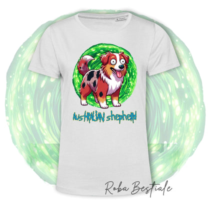 RICK &amp; MORTY T-Shirt - AUSTRALIAN SHEPHERD Red Merle - White or Black - from XS to 5XL