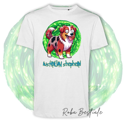 RICK &amp; MORTY T-Shirt - AUSTRALIAN SHEPHERD Red Merle - White or Black - from XS to 5XL