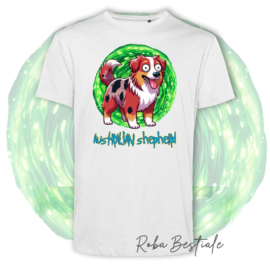 RICK &amp; MORTY T-Shirt - AUSTRALIAN SHEPHERD Red Merle - White or Black - from XS to 5XL