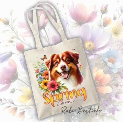 Tote Bag AUSTRALIAN SHEPHERD Red Tricolor - Spring Love Collection