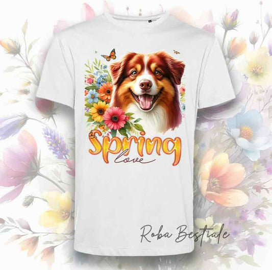 SPRING LOVE T-Shirt - AUSTRALIAN SHEPHERD Red Tricolor
