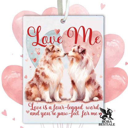 Deodorante Auto LOVE ME - AUSTRALIAN SHEPHERD Red Merle - In Feltro, con cordino - 7,5 x 10 cm