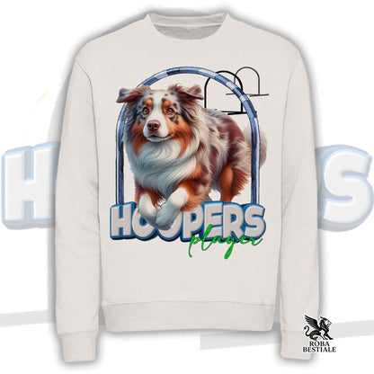 HOOPERS Player Sweatshirt - AUSTRALIAN SHEPHERD Red Merle - Crewneck, Unisex - White or Beige - from XS to 3XL