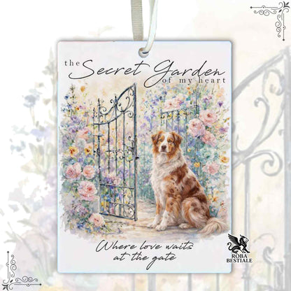 Profumatore SECRET GARDEN - AUSTRALIAN SHEPHERD Red Merle - In Feltro, con cordino - 7,5 x 10 cm