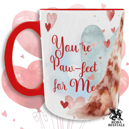 Tazza LOVE ME - AUSTRALIAN SHEPHERD Red Merle - In Ceramica, con dettagli Rossi - 330 ml