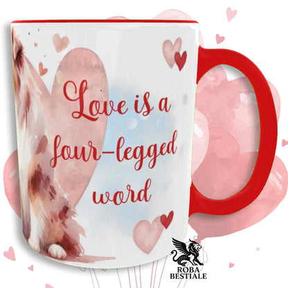Tazza LOVE ME - AUSTRALIAN SHEPHERD Red Merle - In Ceramica, con dettagli Rossi - 330 ml