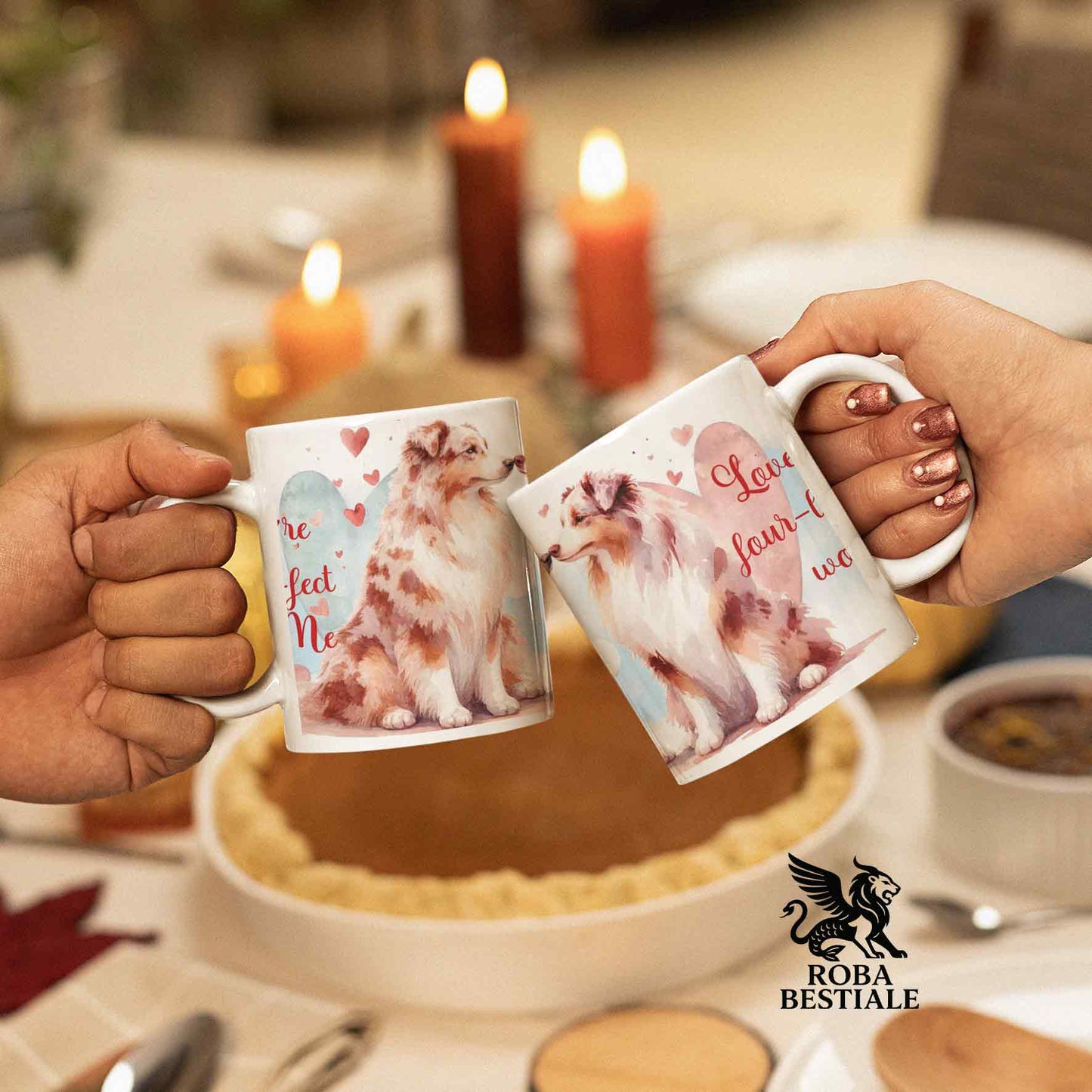 Tazza LOVE ME - AUSTRALIAN SHEPHERD Red Merle - In Ceramica, con dettagli Rossi - 330 ml