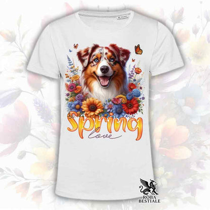 T-Shirt SPRING LOVE - AUSTRALIAN SHEPHERD Red Merle - White or Beige, for Men or Women - from XS to 5XL