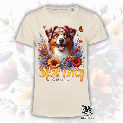 T-Shirt SPRING LOVE - AUSTRALIAN SHEPHERD Red Merle - White or Beige, for Men or Women - from XS to 5XL