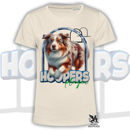 T-Shirt HOOPERS Player - AUSTRALIAN SHEPHERD Red Merle - Bianca o Beige, da Uomo o da Donna - dalla XS alla 5XL