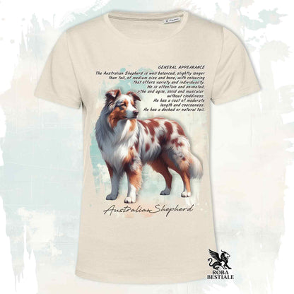 T-Shirt APPEARANCE - AUSTRALIAN SHEPHERD Red Merle - Bianca o Beige, da Uomo o da Donna - dalla XS alla 5XL
