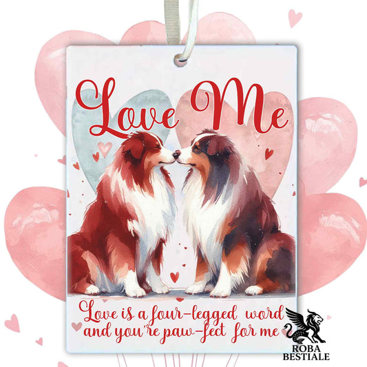 Deodorante Auto LOVE ME - AUSTRALIAN SHEPHERD Red Tricolor - In Feltro, con cordino - 7,5 x 10 cm