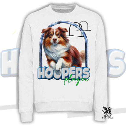 HOOPERS Player Sweatshirt - AUSTRALIAN SHEPHERD Red Tricolor - Crew neck, Unisex - White or Beige - from XS to 3XL