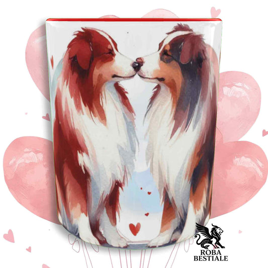 Tazza LOVE ME - AUSTRALIAN SHEPHERD Red Tricolor - In Ceramica, con dettagli Rossi - 330 ml