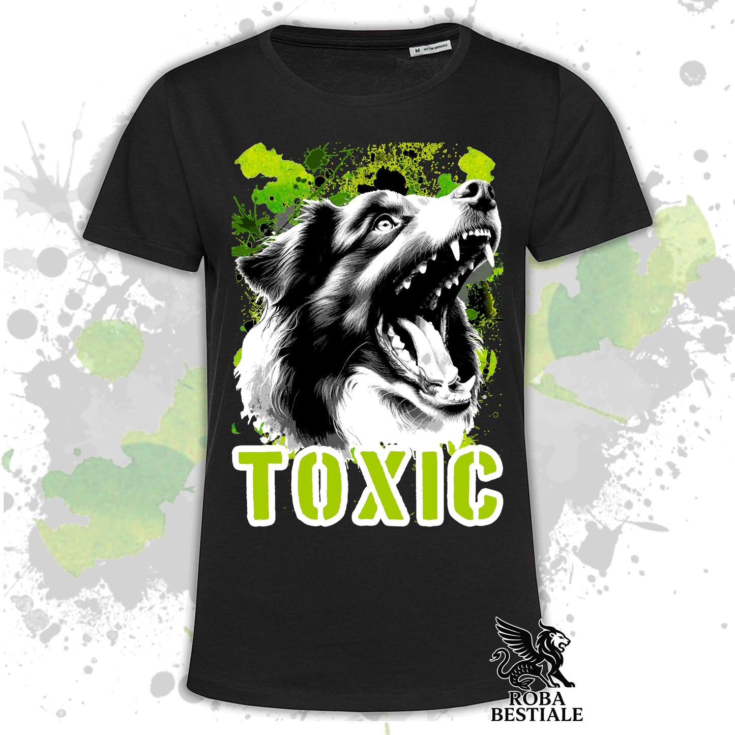 T-Shirt TOXIC - AUSTRALIAN SHEPHERD Tricolor - Bianca, da Uomo o da Donna - dalla XS alla 5XL
