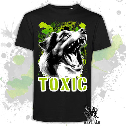 T-Shirt TOXIC - AUSTRALIAN SHEPHERD Tricolor - Bianca, da Uomo o da Donna - dalla XS alla 5XL