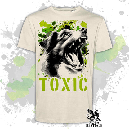 T-Shirt TOXIC - AUSTRALIAN SHEPHERD Tricolor - Bianca, da Uomo o da Donna - dalla XS alla 5XL