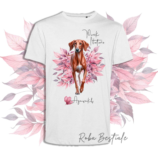 T-Shirt PINK NATURE - AZAWAKH - Bianca, Uomo o Donna - dalla XS alla 5XL