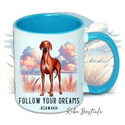 Mug CITATIONS "RÊVE" - AZAWAKH - En céramique, avec anse et intérieur de différentes couleurs - 330 ml