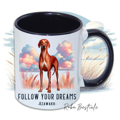 Mug CITATIONS "RÊVE" - AZAWAKH - En céramique, avec anse et intérieur de différentes couleurs - 330 ml
