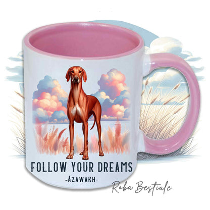 Mug CITATIONS "RÊVE" - AZAWAKH - En céramique, avec anse et intérieur de différentes couleurs - 330 ml