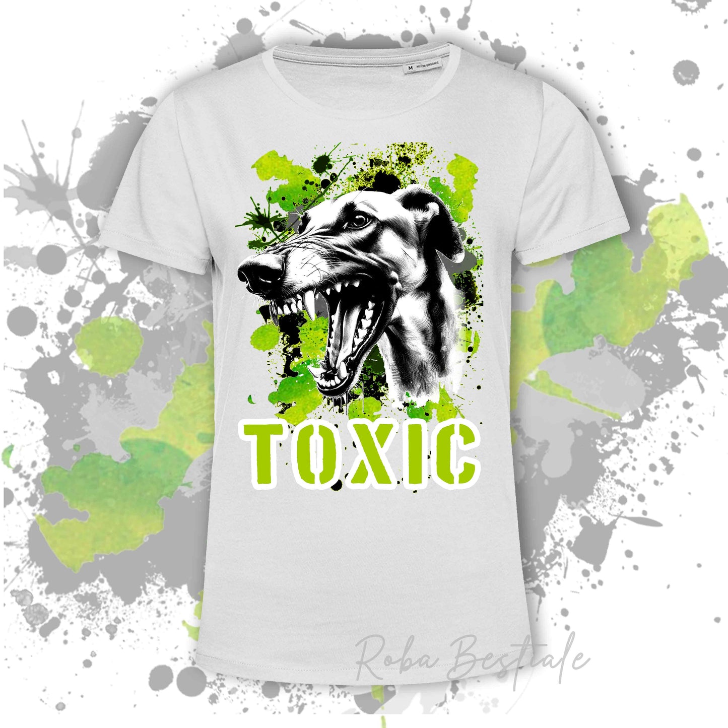 T-shirt TOXIC - AZAWAKH - Bianca o Nera, Uomo o Donna - dalla XS alla 5XL - 100% Cotone