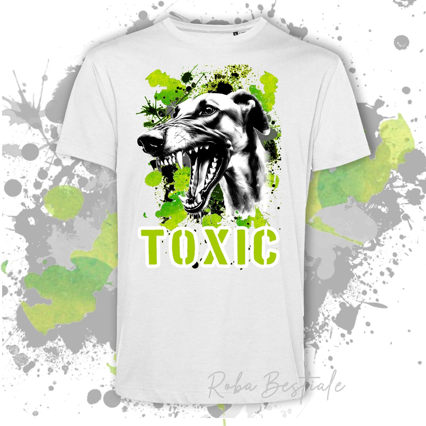 T-shirt TOXIC - AZAWAKH - Bianca o Nera, Uomo o Donna - dalla XS alla 5XL - 100% Cotone