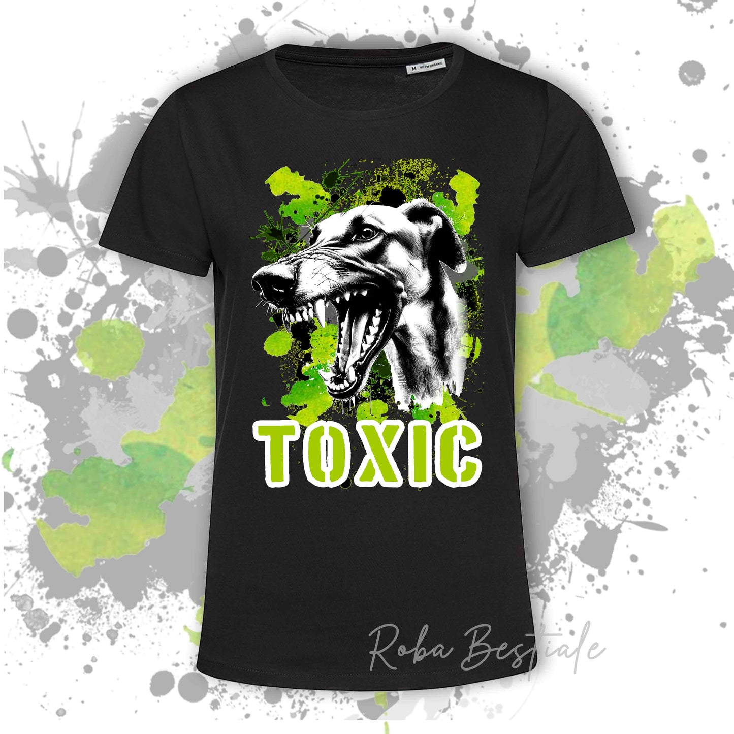 T-shirt TOXIC - AZAWAKH - Bianca o Nera, Uomo o Donna - dalla XS alla 5XL - 100% Cotone