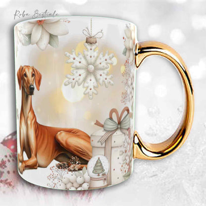 Tazza COZY WINTER - AZAWAKH - In Ceramica, con manico color Oro - 330 ml